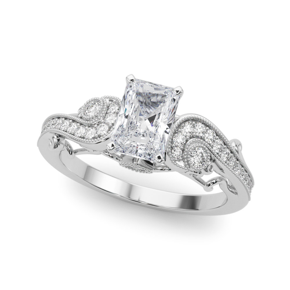 18K White Gold Carmel Vintage Inspired Engagement Ring