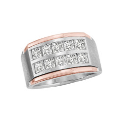 GENTS TWO TONE 10 STONE DIAMOND BAND