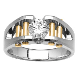 GENTS TWO TONE SOLITAIRE RING
