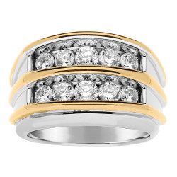 GENT'S TWO TONE DIAMOND DOUBLE ROW BAND