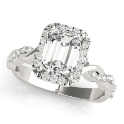 BRAIDED SHANK WITH EMERALD CUT HALO HEAD