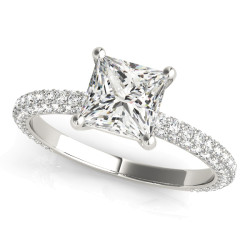 PAVE ENGAGEMENT RING WITH PRINCESS CUT HEAD