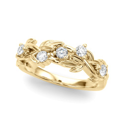 FLORAL LEAF DIA WEDDING BAND