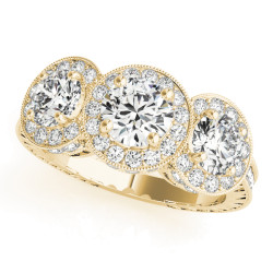 ENGAGEMENT RINGS 3 STONE ROUND
