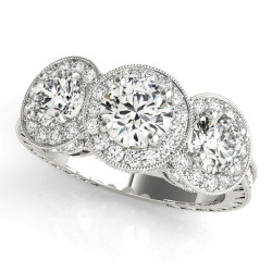 ENGAGEMENT RINGS 3 STONE ROUND
