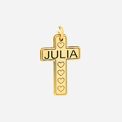 ENGRAVED NAME AND HEART CROSS