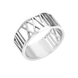 14K W 8mm Hi Polish Roman Numb