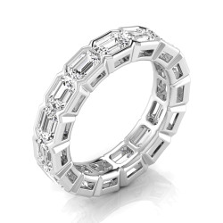 East-West Bezel Emerald Diamond Wedding Band