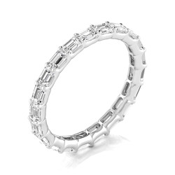 East-West Emerald Diamond Wedding Band
