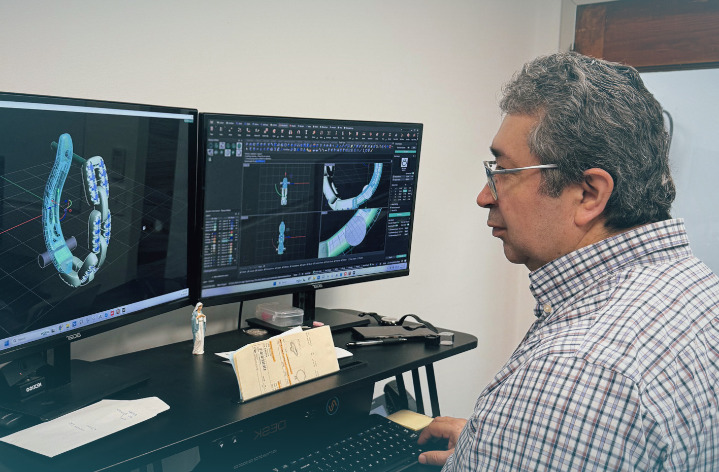 A custom earring being created by Overnight employee Martin